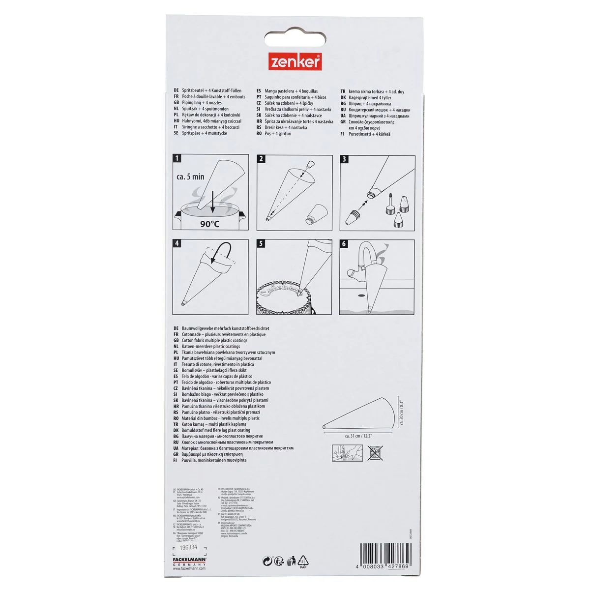 Poche à douille réemployable et 4 embouts plastique 31 cm Zenker Smart Pastry - Image 12