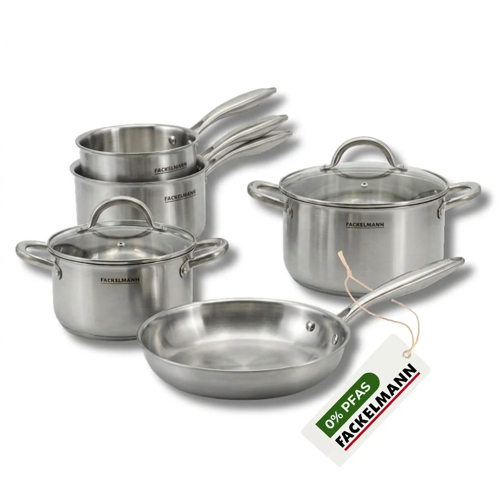 Poêle à Frire 28 cm, Casseroles 14 16 et 18 cm, Faitouts 20 24 cm inox 18/10 Triply Fackelmann Vita3