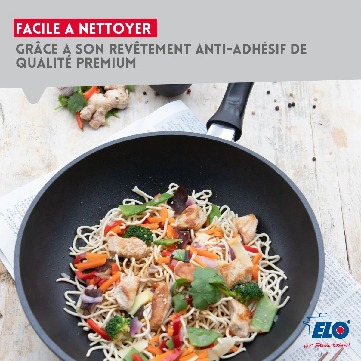Poêle à frire 24 cm et couvercle en verre sans PFAS Elo Alucast - Image 7