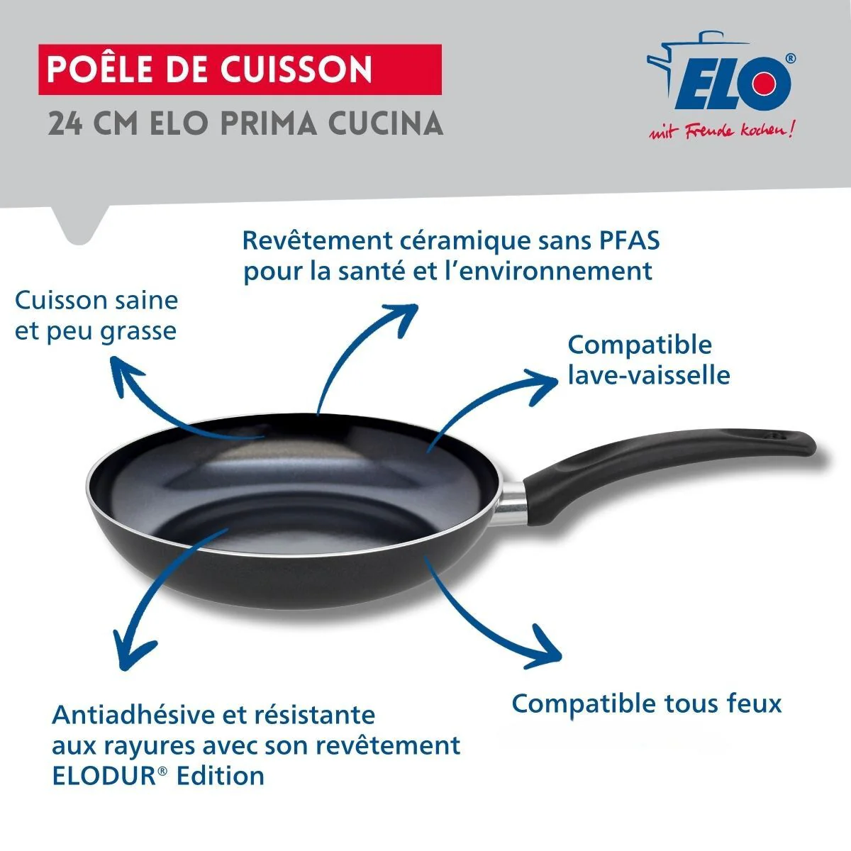 Poêle 24 cm céramique sans PFAS Prima Cucina Elo - Image 3