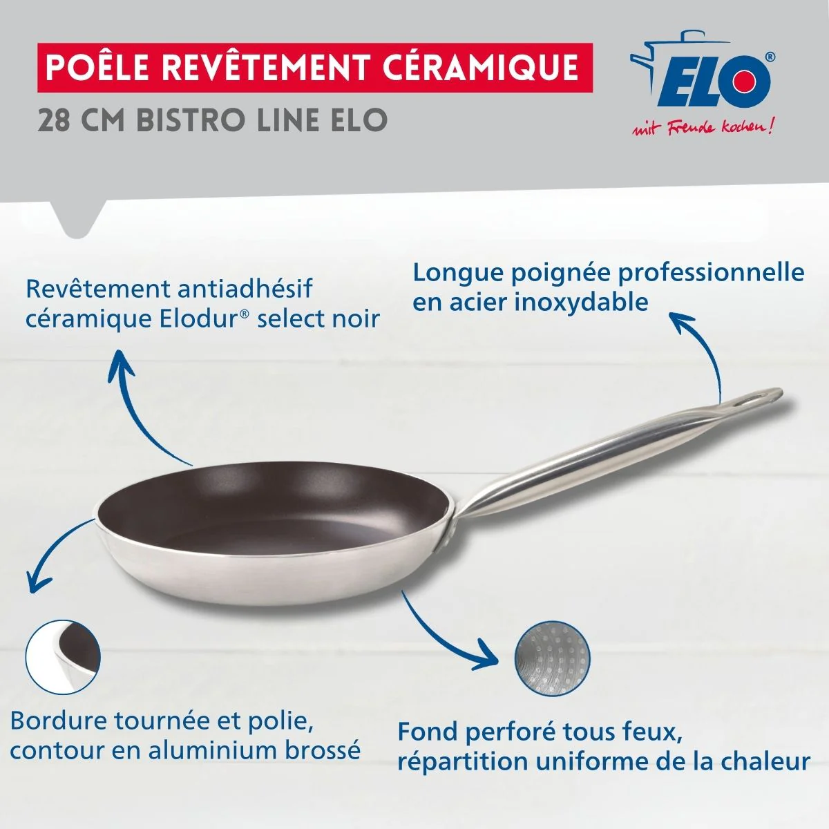 Poêle 28 cm céramique sans PFAS Bistro Line Elo - Image 3