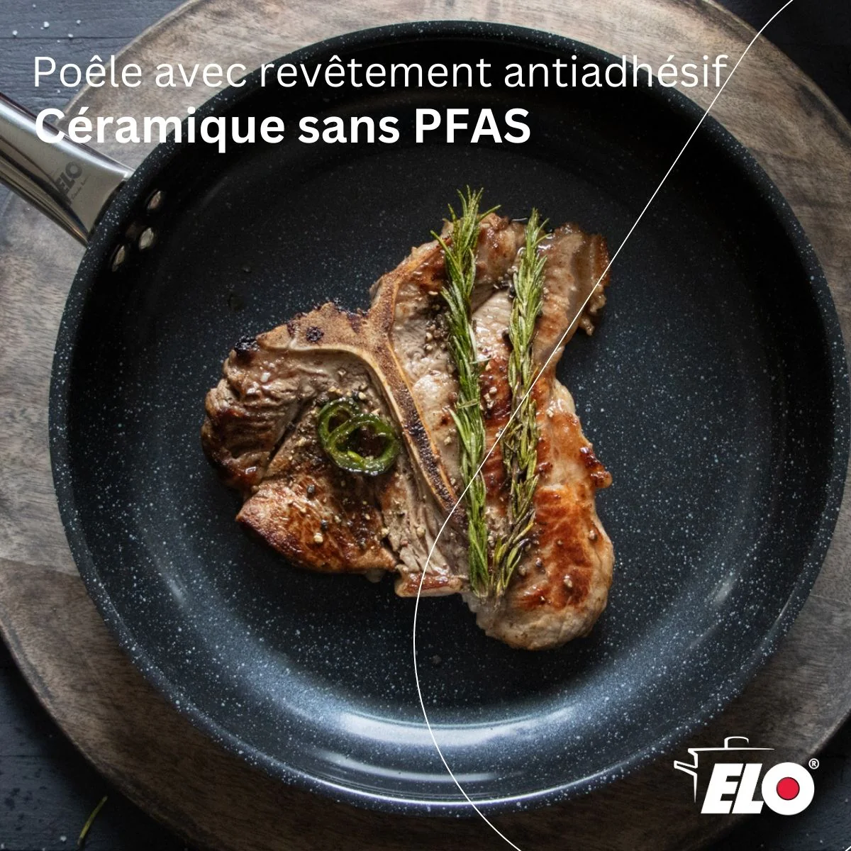 Poêle céramique sans PFAS 28 cm Profi Therm Platinum Elo - Image 2