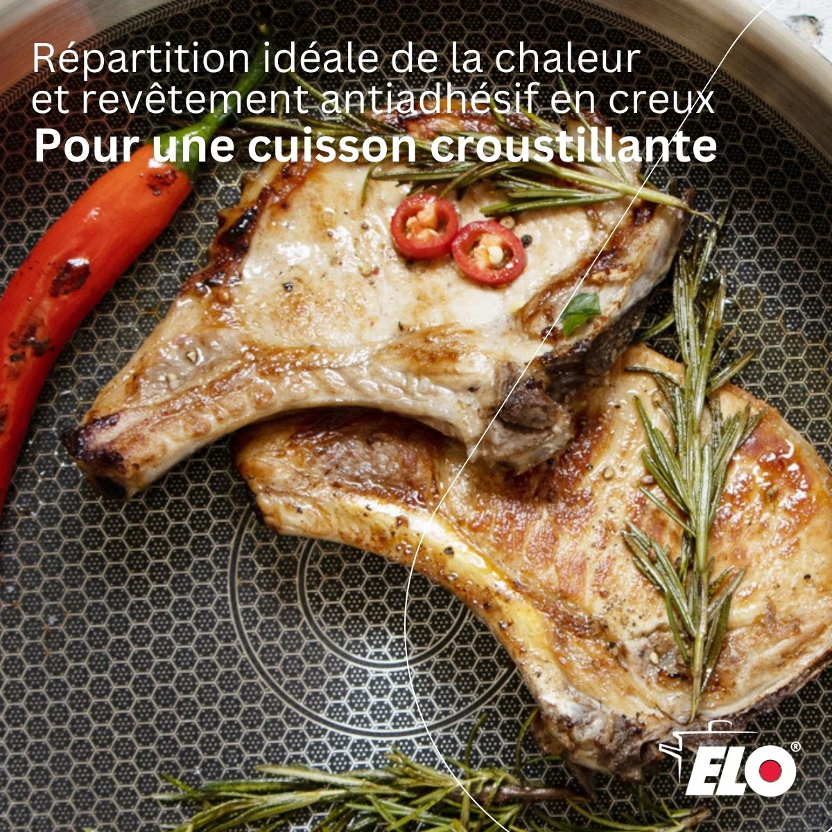 Poêle wok 30 cm en inox 18/10 Elo Relief Evolution - Image 3
