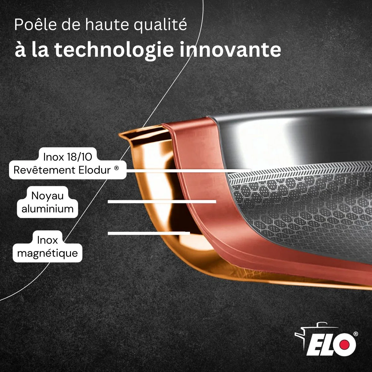 Poêle wok 30 cm en inox 18/10 Elo Relief Evolution - Image 7