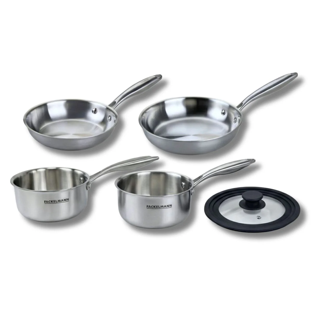 Poêles à Frire 20 et 24 cm Casseroles 16 et 18 cm inox 18/10 Triply et couvercle Fackelmann Vita3 - Image 10