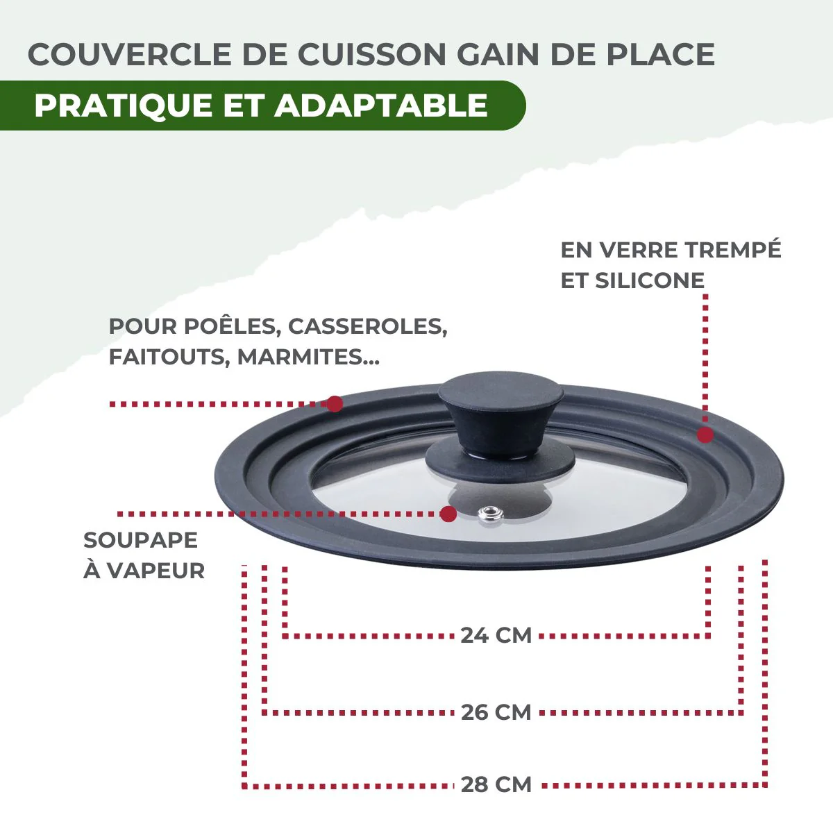 Batterie de cuisine avec 3 casseroles 14/16/18 cm et 2 faitouts 20/24 cm avec 2 ustensiles de cuisine Fackelmann Vita3 - Image 8