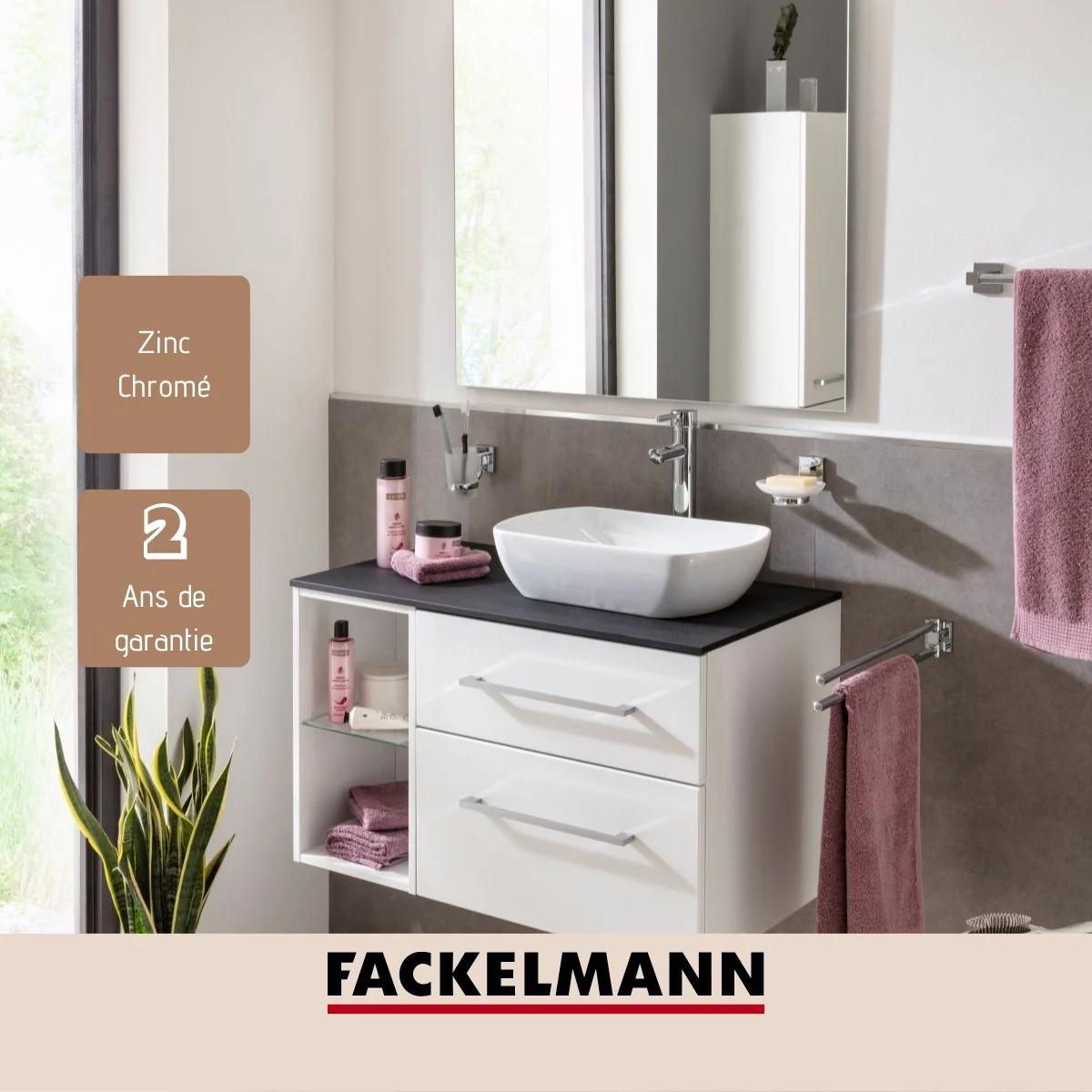 Porte brosse à dents mural gris chromé Fackelmann Mare - Image 4