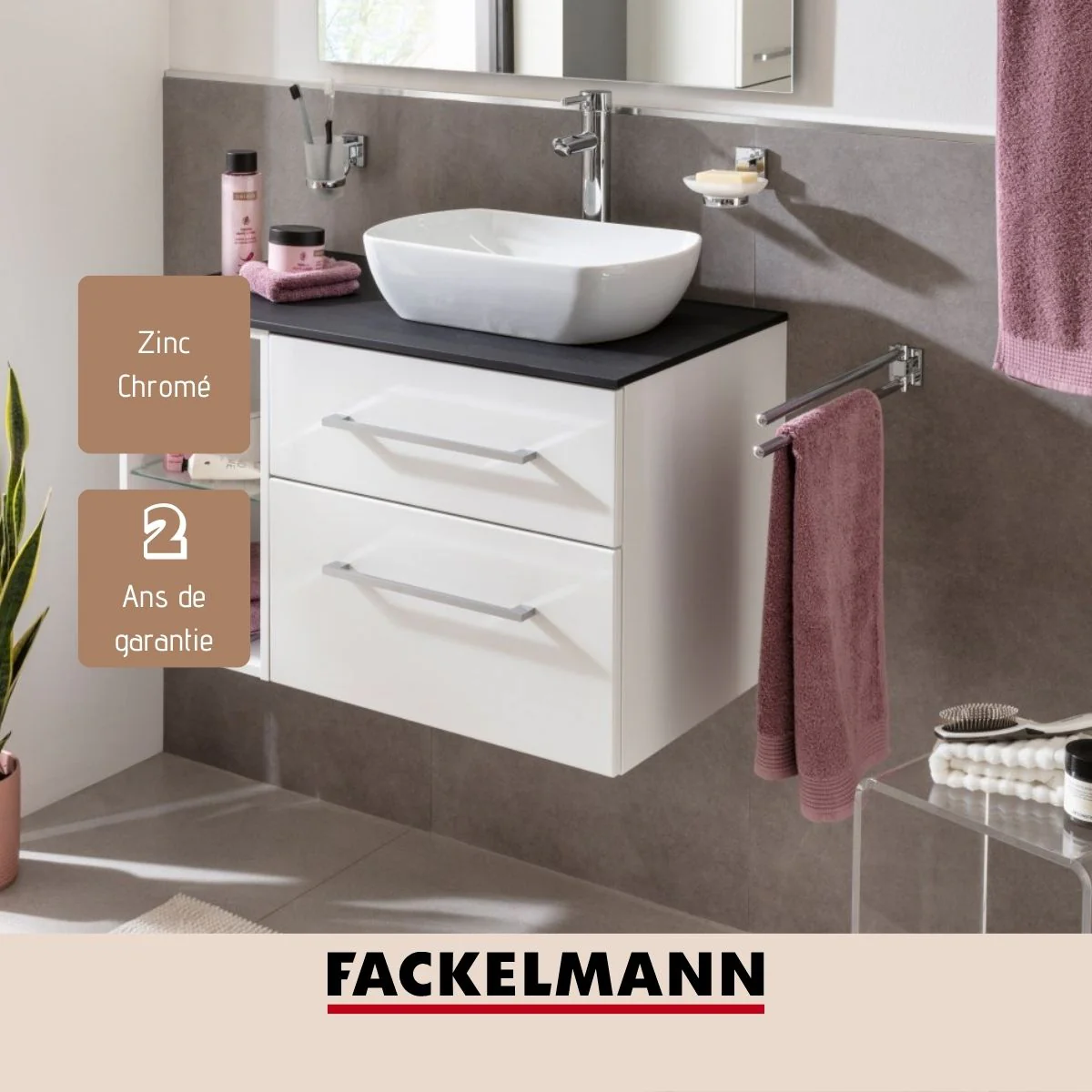 Porte serviette double gris chrome Fackelmann Mare - Image 4