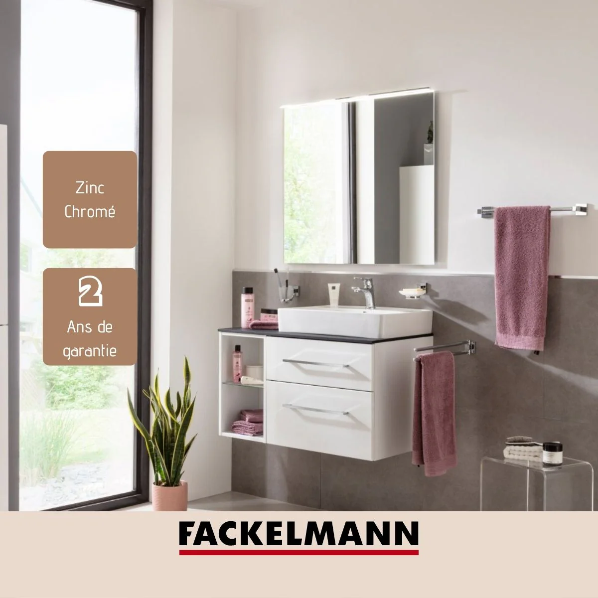 Porte serviette mural vertical gris chrome 49,5 x 5 x 7 cm Fackelmann Mare - Image 4