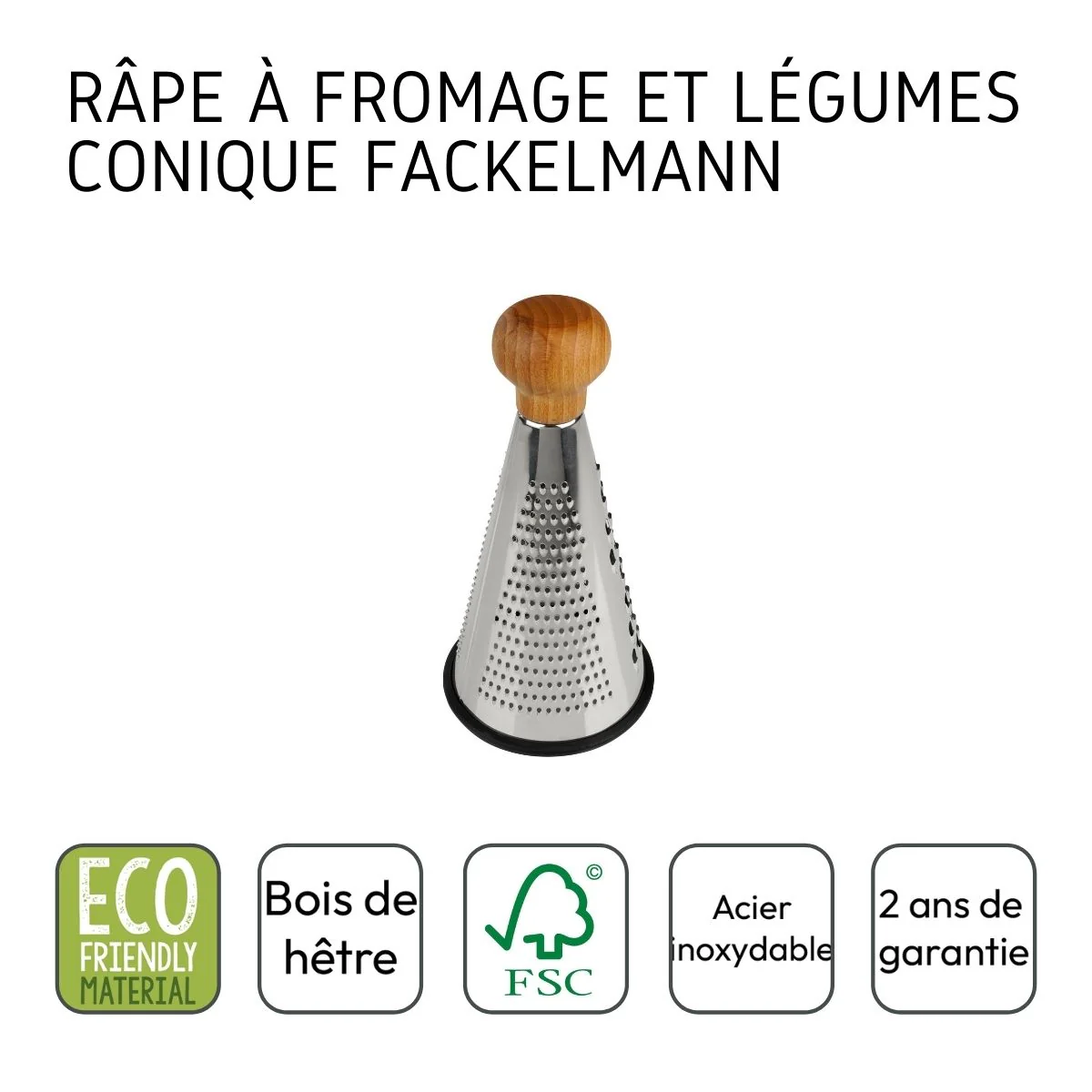 Râpe à légumes et à fromage conique 24,5 cm Fackelmann Nature - Image 4