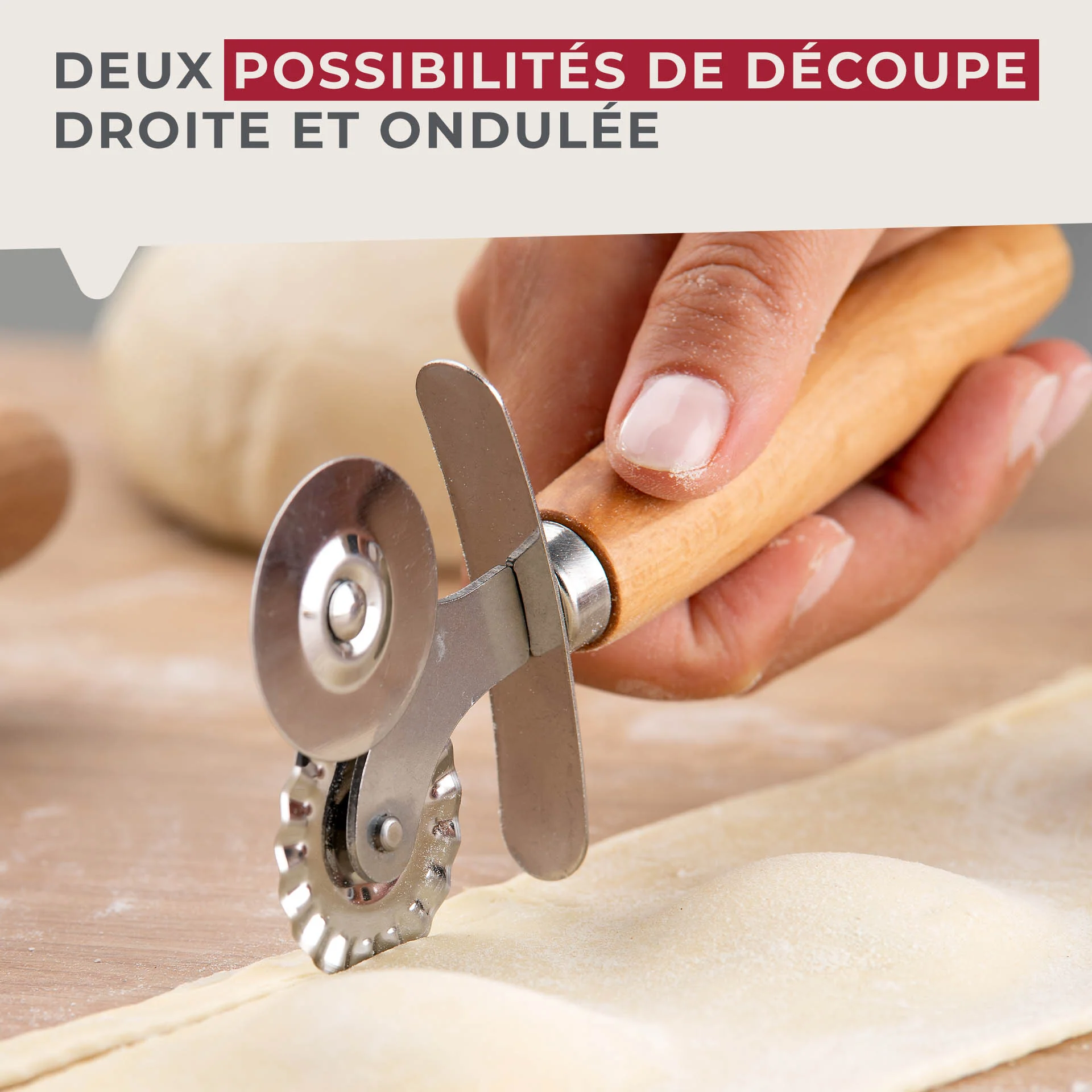 Roulette double embout pour pâtes fraiches 16 cm Fackelmann Pizza & Pasta - Image 6