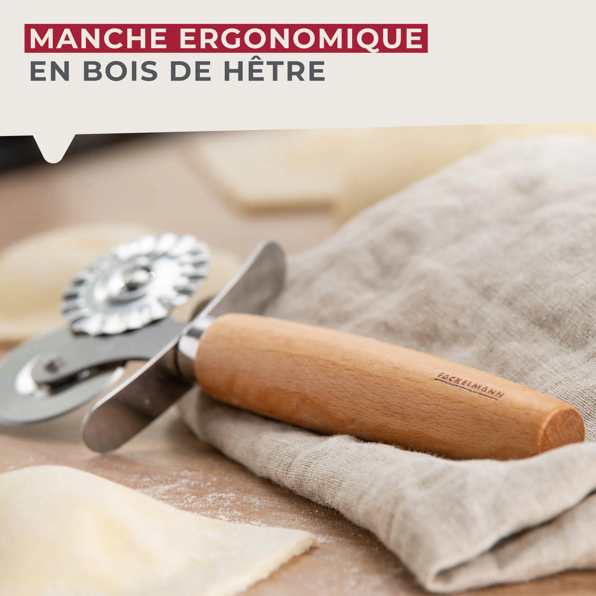 Roulette double embout pour pâtes fraiches 16 cm Fackelmann Pizza & Pasta - Image 7