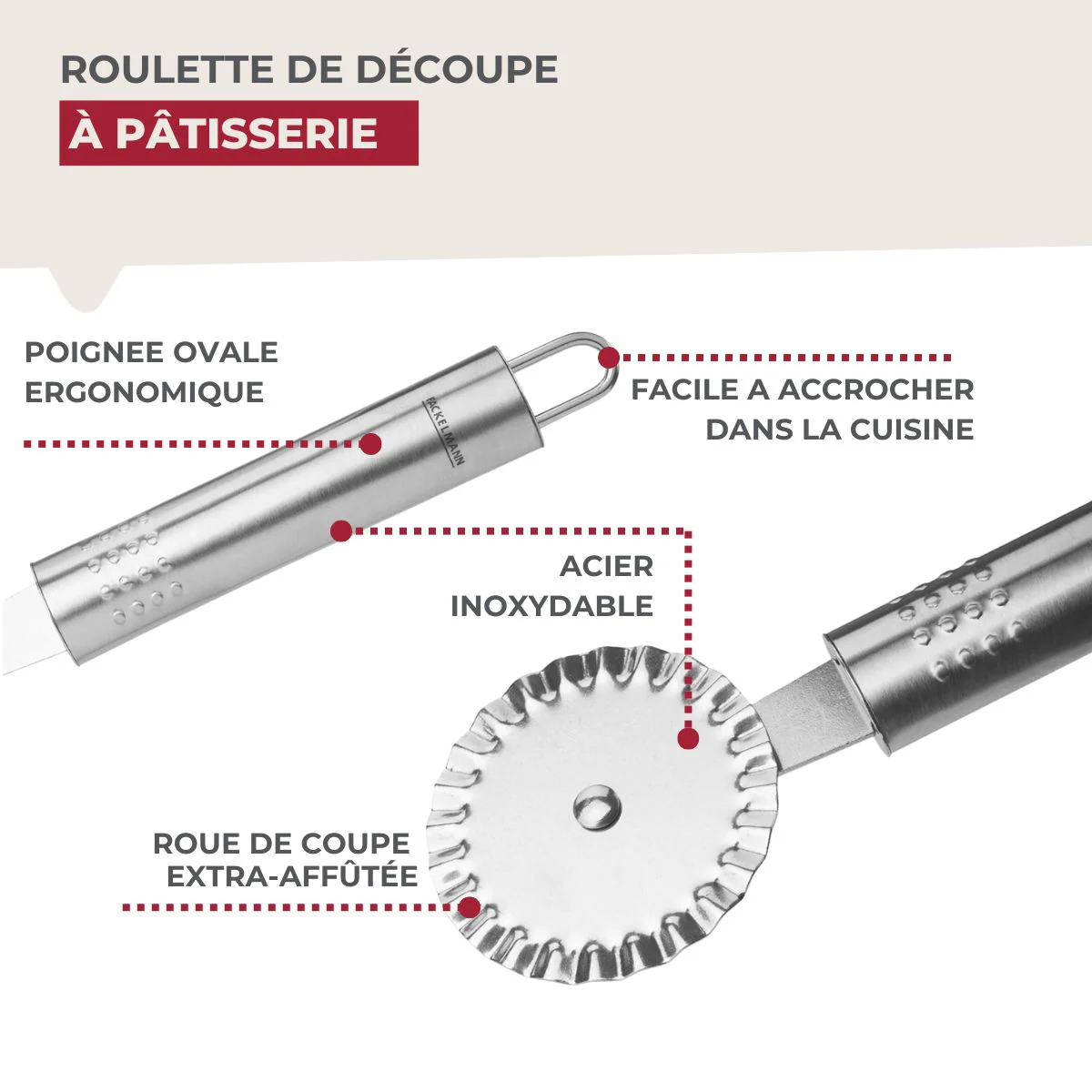 Roulette découpe pâte18 cm  Fackelmann Ovale limited edition - Image 4