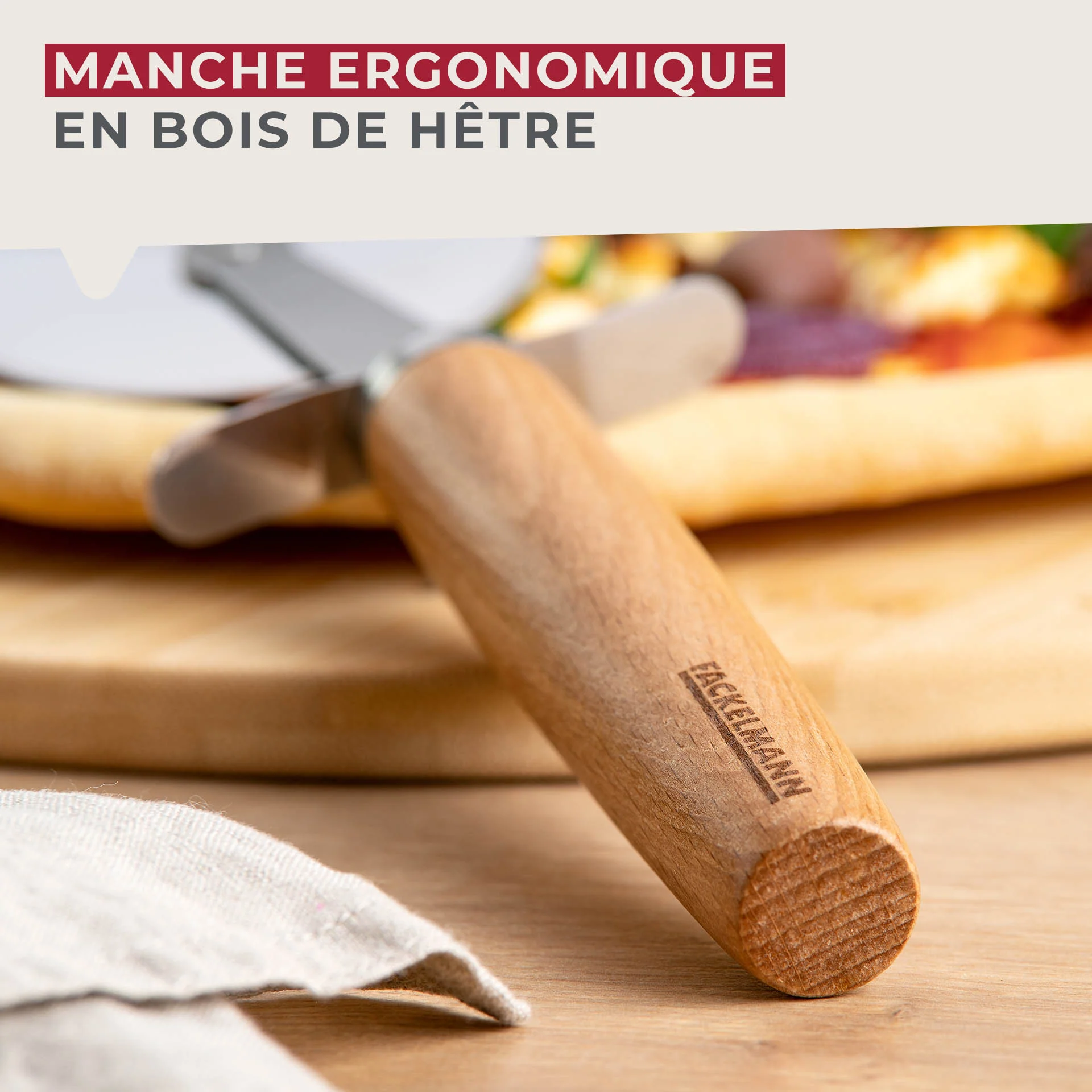 Roulette à pizza manche en bois 31 cm Fackelmann Pizza & Pasta - Image 7