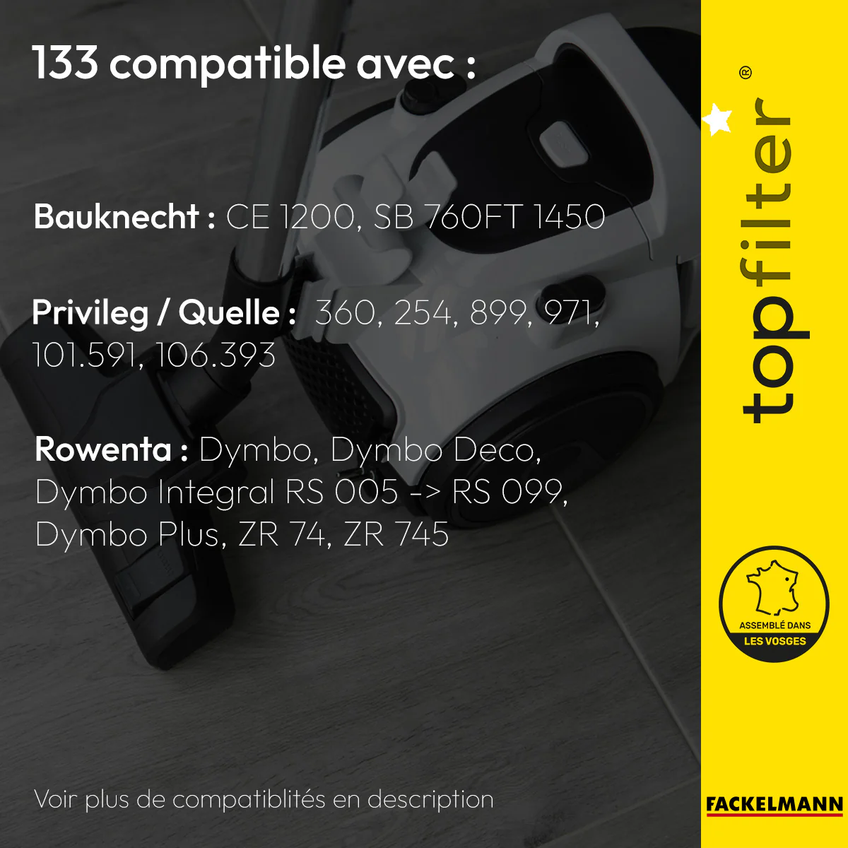 Lot de 4 sacs aspirateur Rowenta TopFilter Premium - Image 2