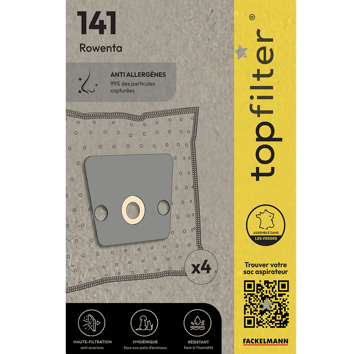 Lot de 4 sacs aspirateur Rowenta TopFilter Premium