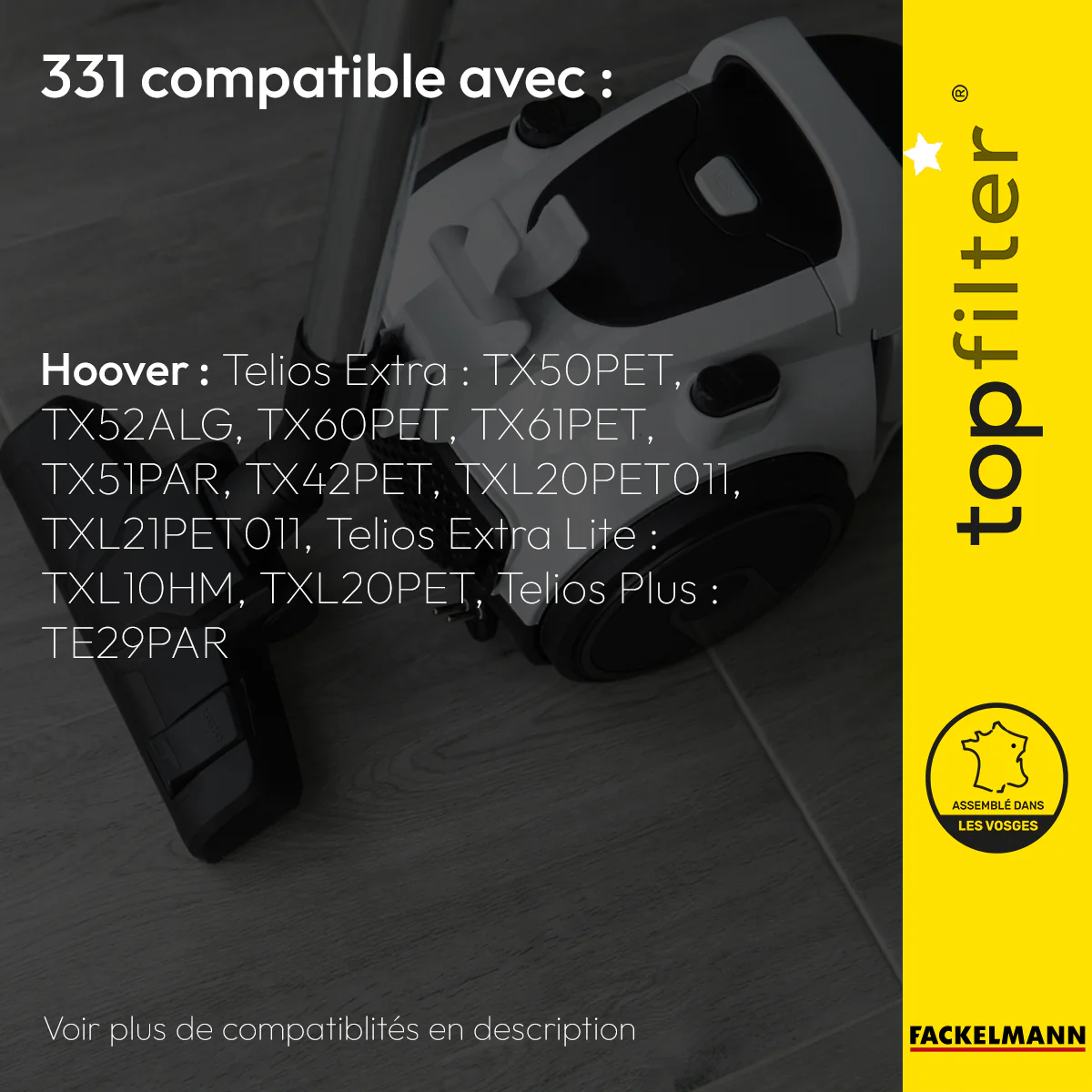 Lot de 4 sacs aspirateur pour Hoover TopFilter Premium - Image 2