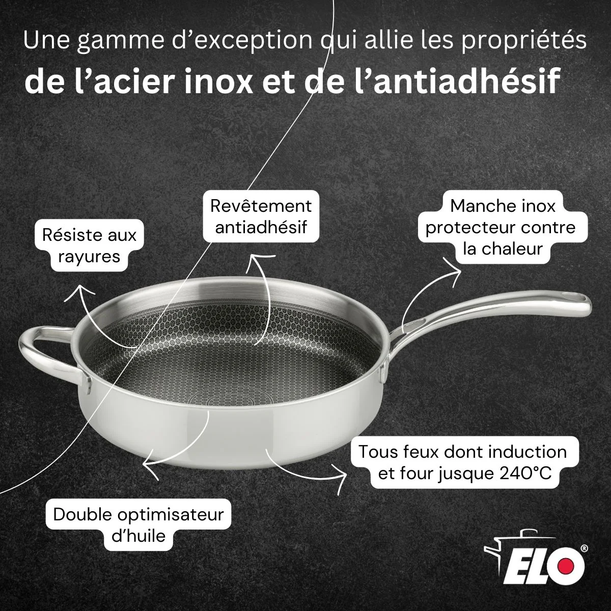 Sauteuse 28 cm en inox 18/10 Elo Relief Evolution - Image 6
