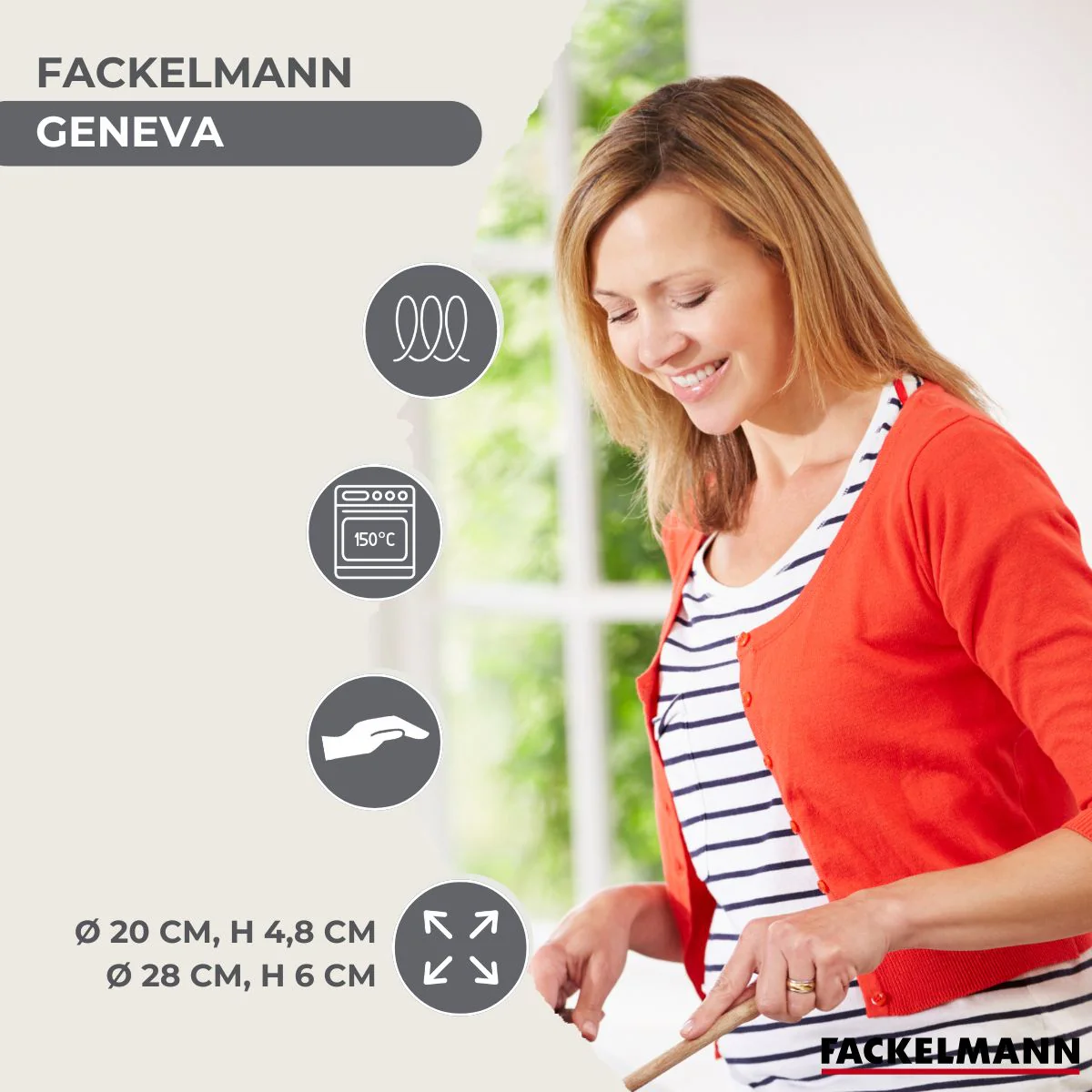 Set 2 poêles 20 et 28 cm en inox et 6 ustensiles Fackelmann Geneva - Image 3