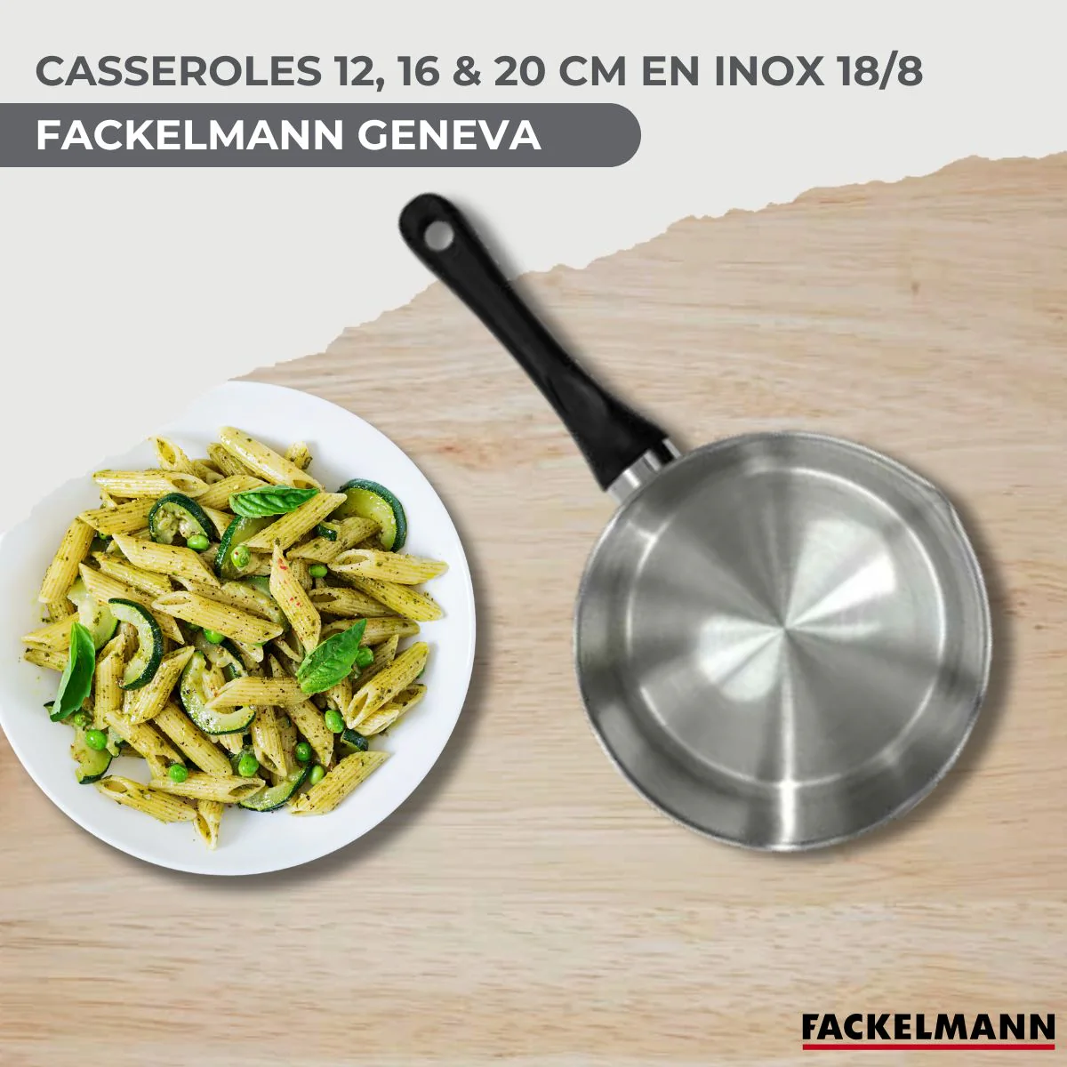 Set 3 casseroles 12 16 et 20 cm en inox Fackelmann Geneva - Image 2