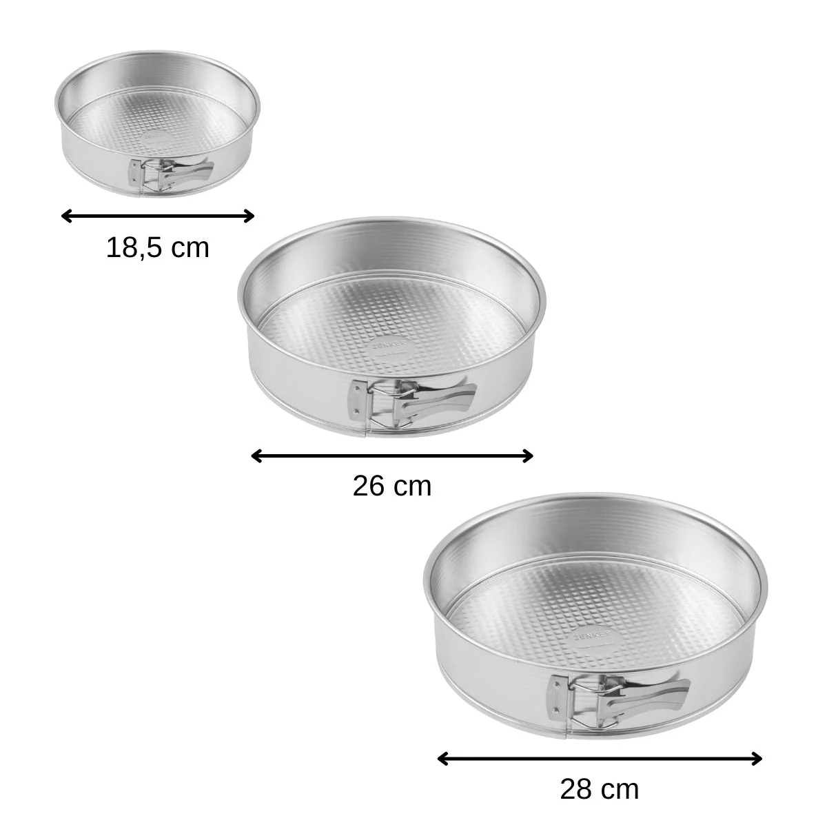 Set de 3 moules à manqué à charnière 18,5 cm + 26 cm + 28 cm Zenker Silver - Image 3