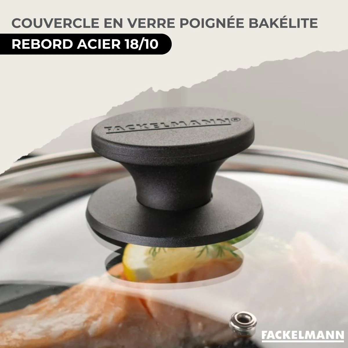 Set 3 poêles 20 24 et 28 cm en inox, couvercles verre et 6 ustensiles inox Fackelmann Geneva - Image 7