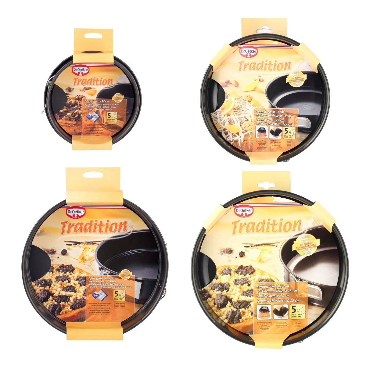 Set de 4 moules à manqué à charnière 18 cm + 24 cm + 26 cm + 28 cm Dr.Oetker Tradition - Image 5
