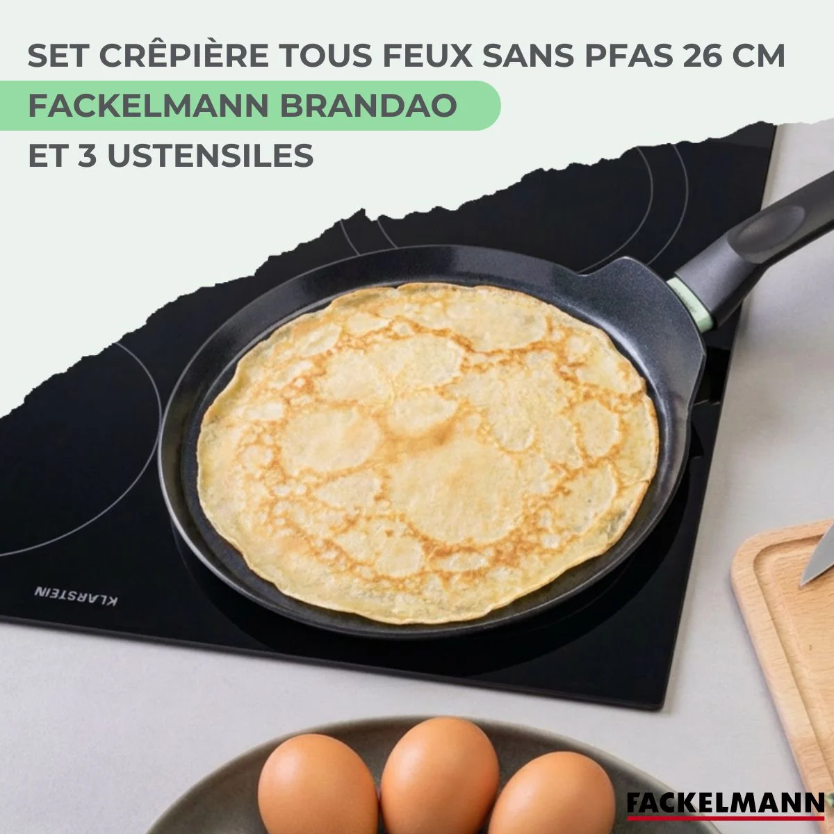 Set de 1 poêle de cuisson 26 cm en aluminium avec 3 ustensiles de cuisine Fackelmann Brandao - Image 3