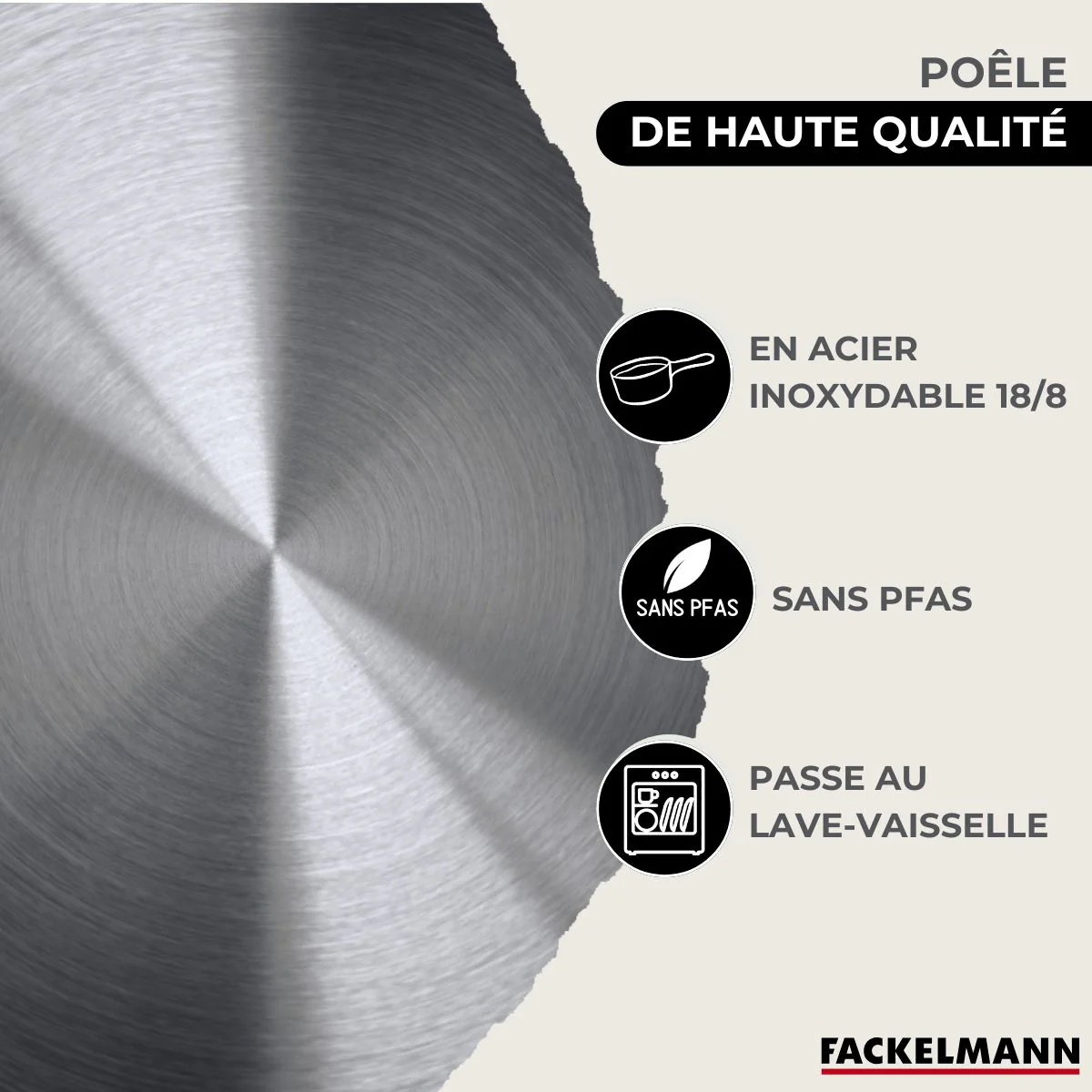 Set de 1 poêle de 20 cm en inox et couvercle en verre Fackelmann Eterna - Image 4