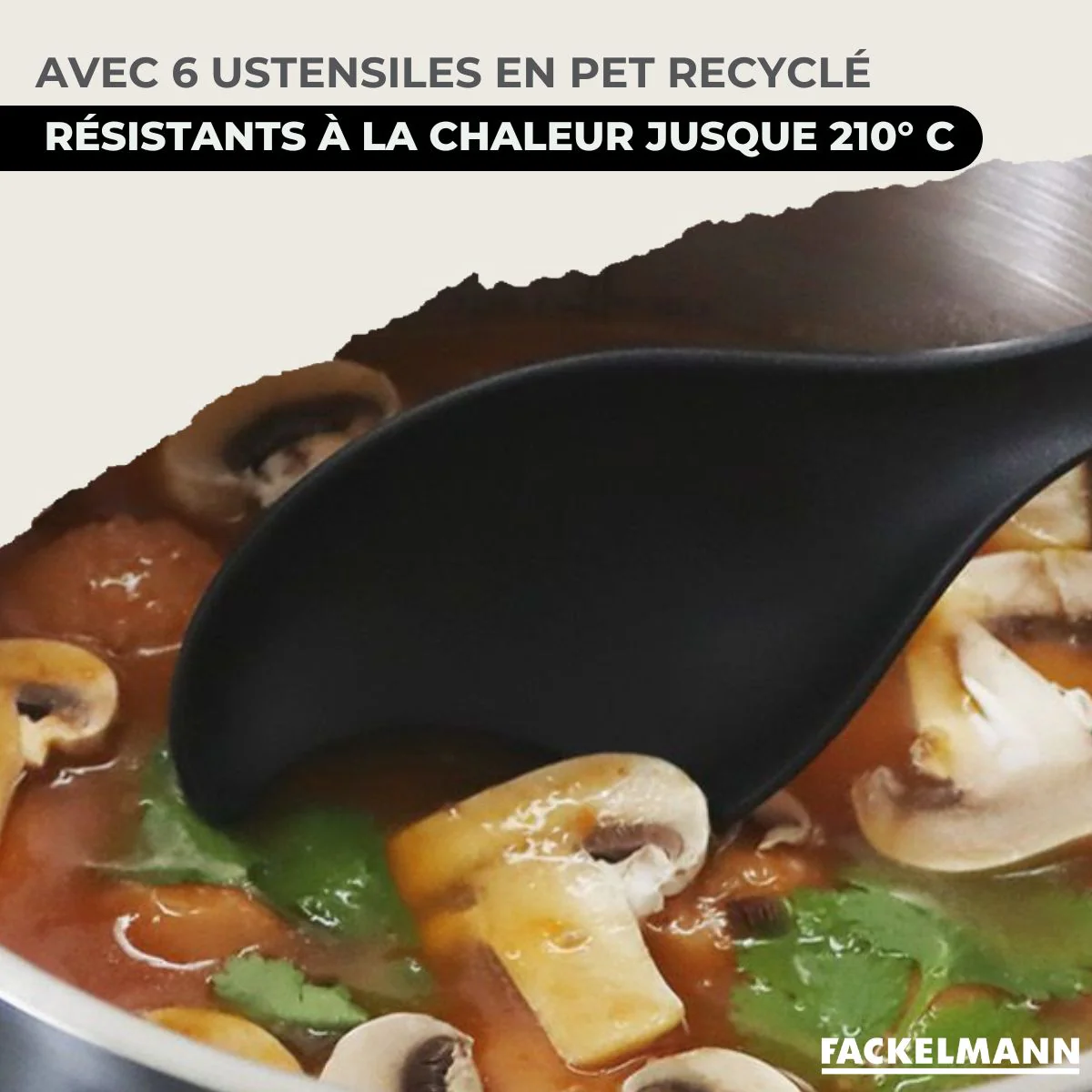 Set de 1 poêle de 28 cm en inox 1 couvercle en verre et 6 ustensiles Fackelmann Eterna - Image 7