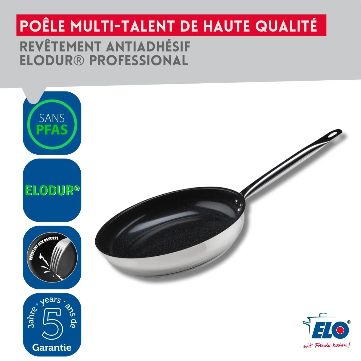 Set de 2 Poêles 24 et 28 cm céramique sans PFAS Profi Therm Platinum Elo - Image 5