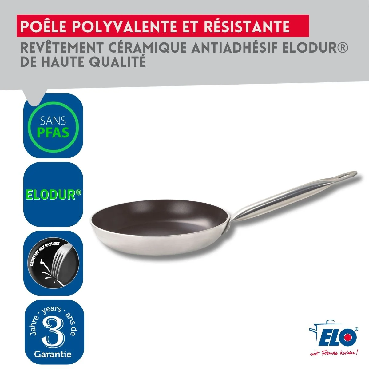 Set de 2 Poêles 24 et 32 cm céramique sans PFAS Bistro Line Elo - Image 4