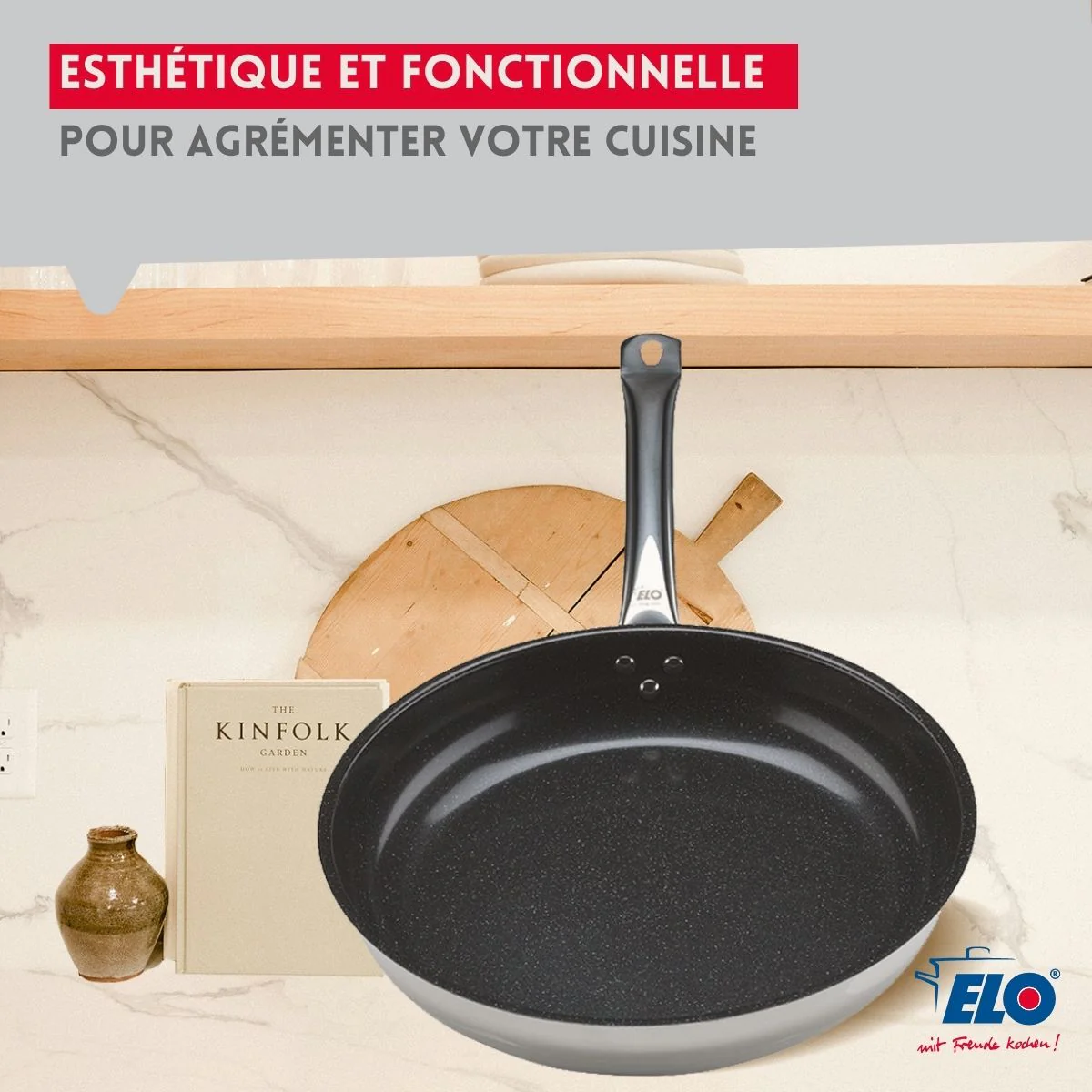 Set de 2 Poêles 24 et 28 cm céramique sans PFAS et 2 couvercles en verre Profi Therm Platinum Elo - Image 2