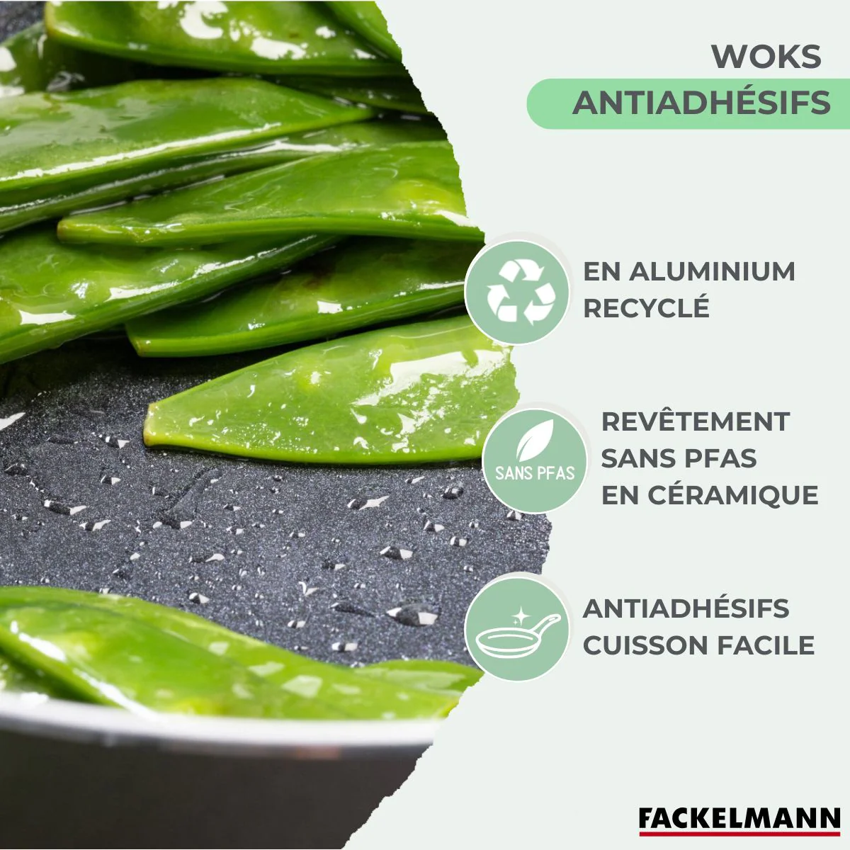 Set de 2 woks de 20 et 28 cm et 6 ustensiles Fackelmann Brandao - Image 4