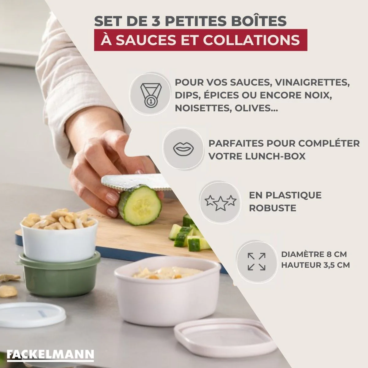 Set de 3 boîtes rondes à sauce ou épices Fackelmann Storage - Image 3