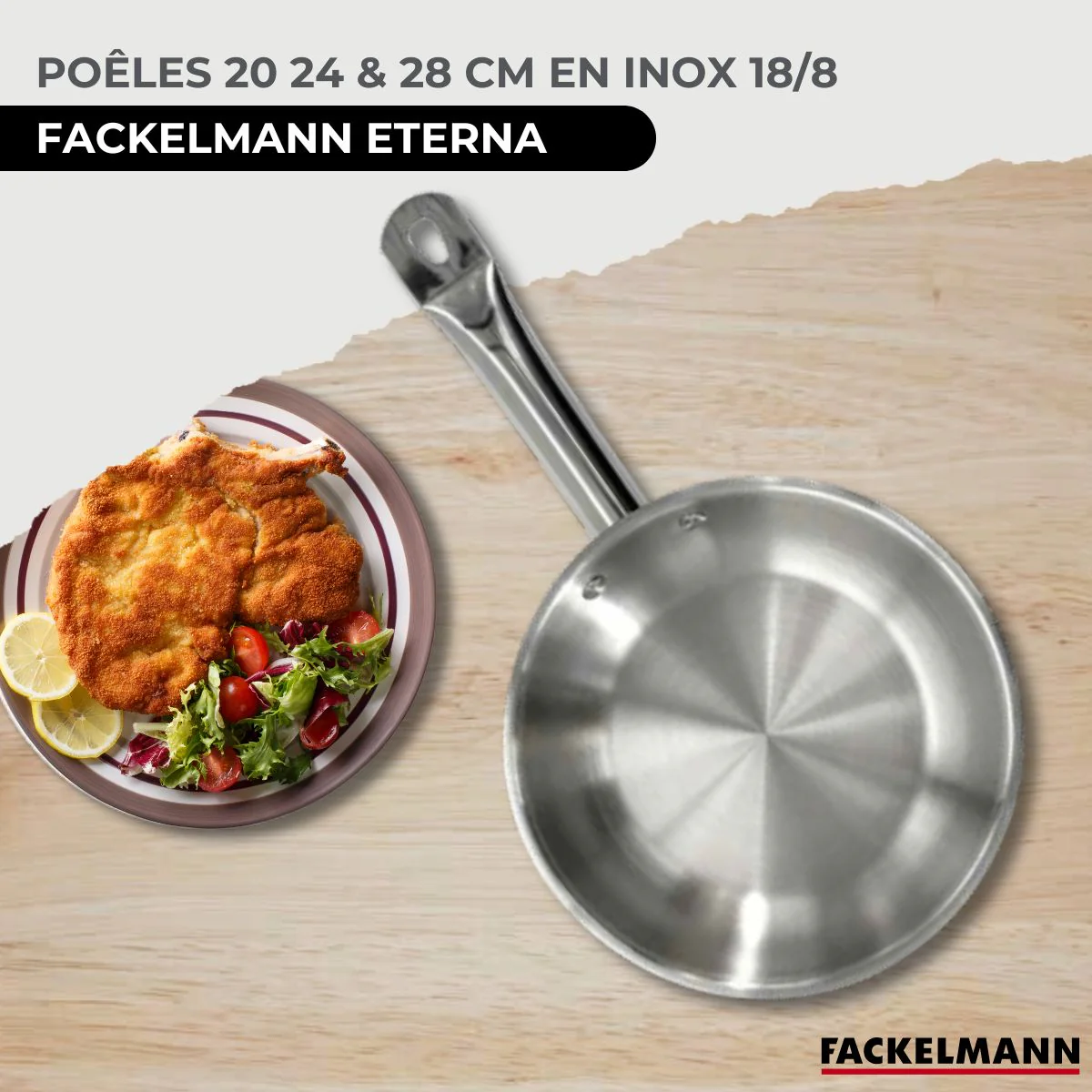 Set de 3 poêles 20 24 et 28 cm en inox Fackelmann Eterna - Image 2