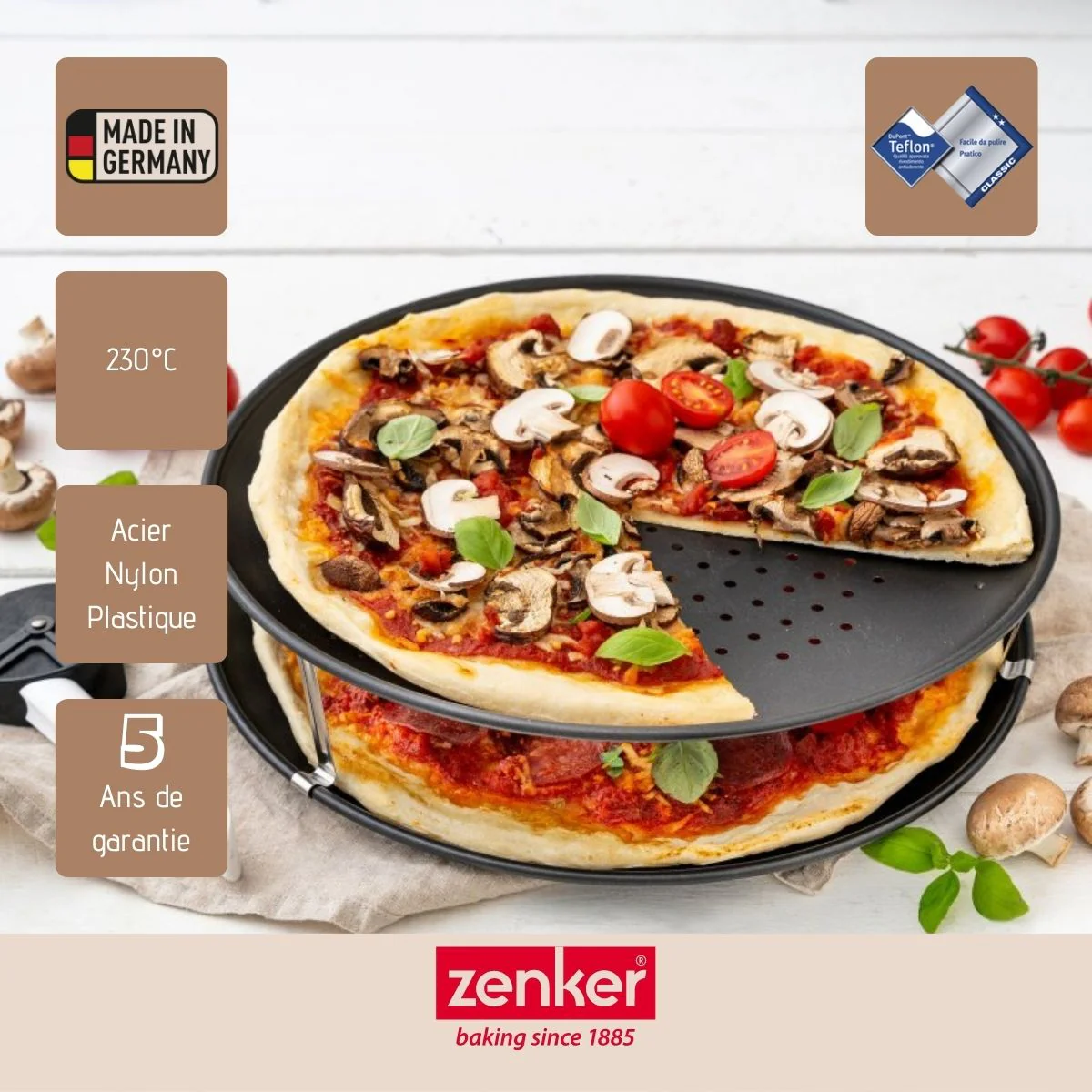Set de 2 plaques à pizza 32 cm et une roulette à pizza Zenker Special Countries - Image 4