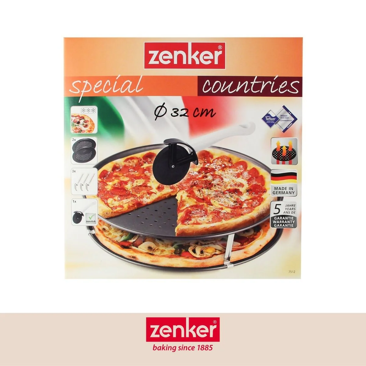Set de 2 plaques à pizza 32 cm et une roulette à pizza Zenker Special Countries - Image 9