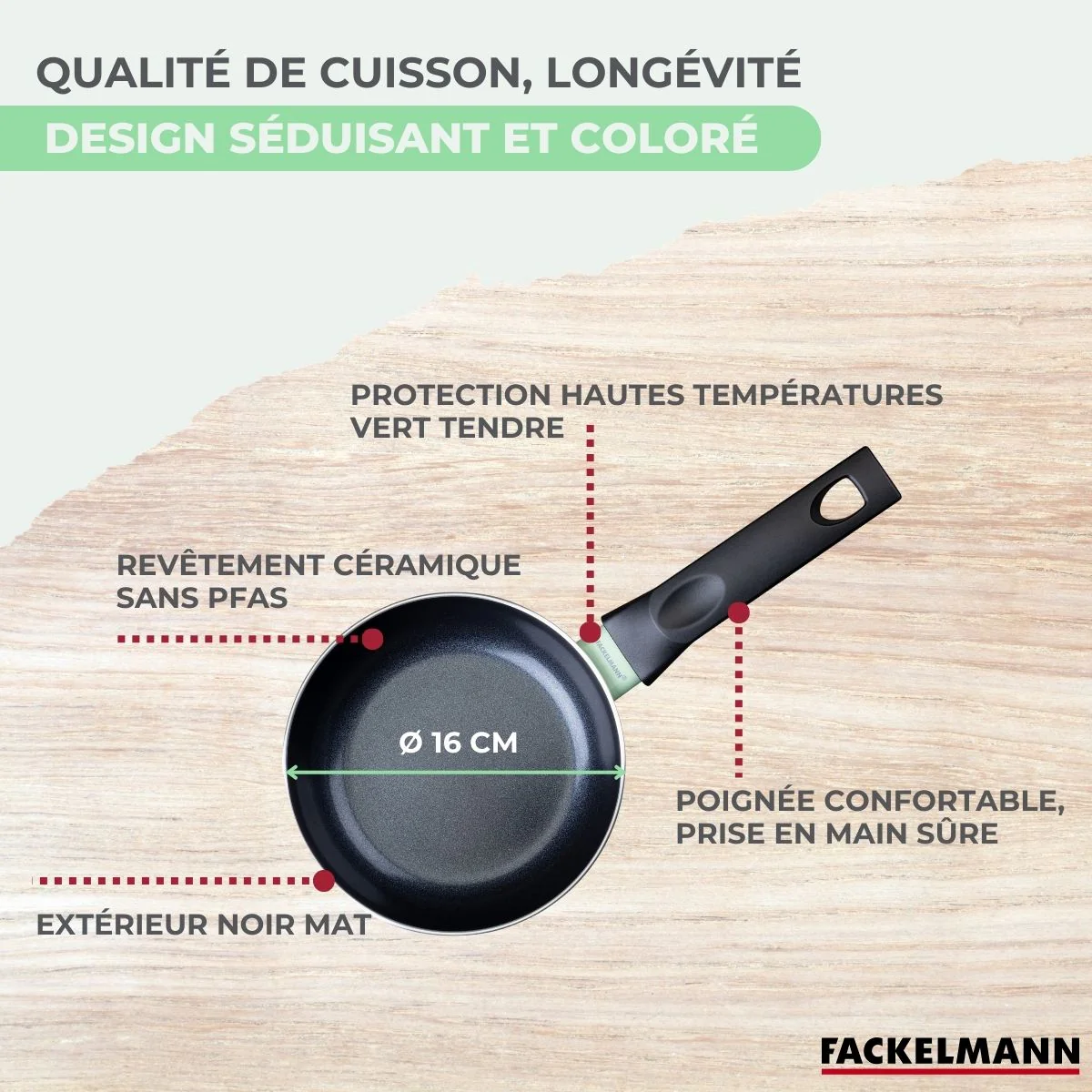 Set poêle antiadhésive céramique 16 cm et 6 ustensiles Fackelmann Brandao - Image 7