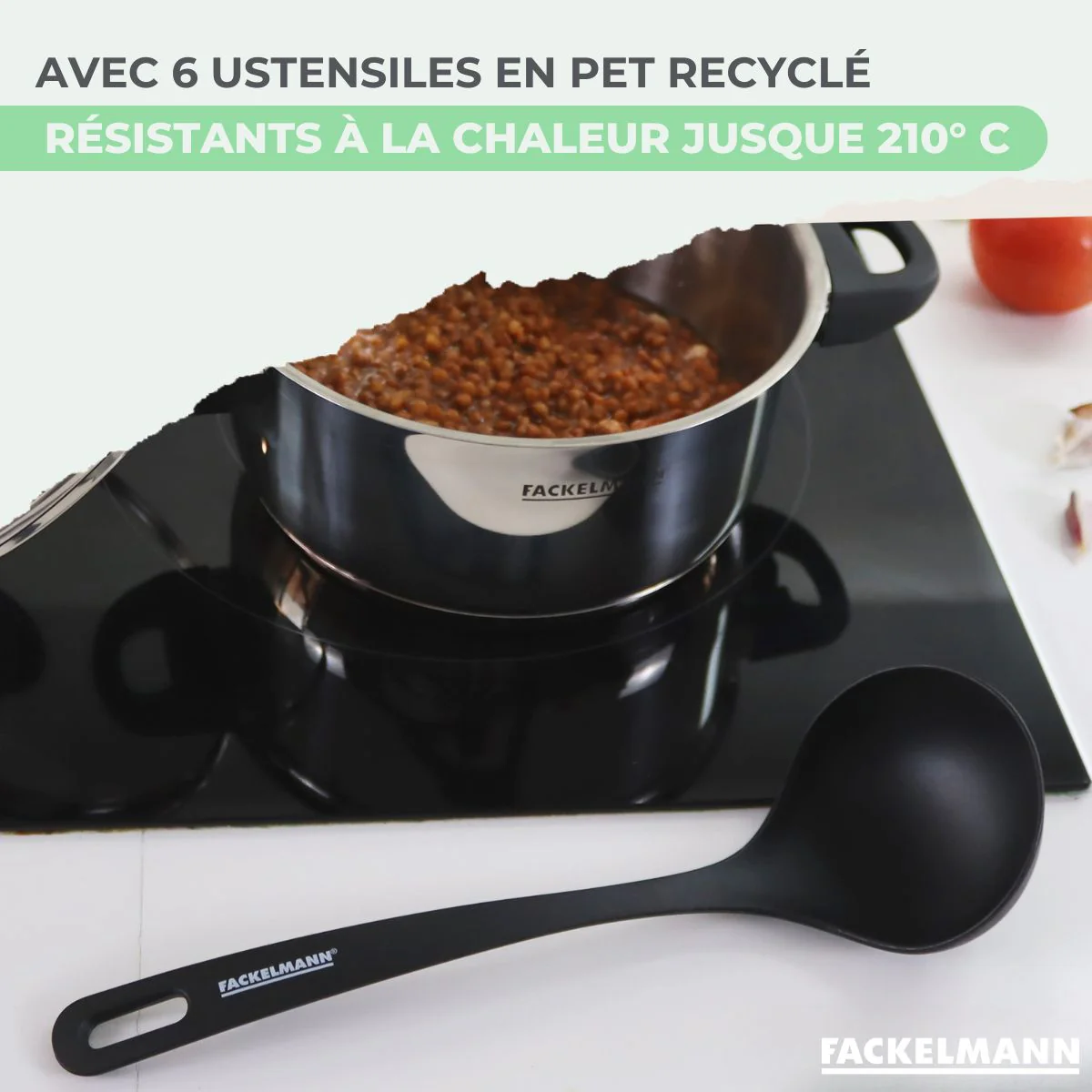 Set poêle antiadhésive céramique 20 cm et 6 ustensiles Fackelmann Brandao - Image 4