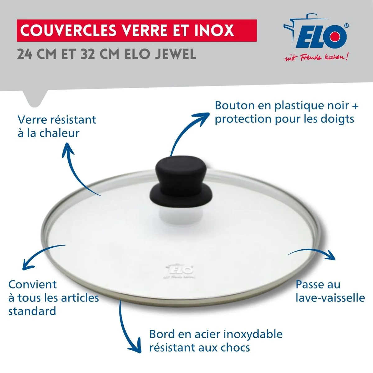 Set Poêle 32 cm céramique sans PFAS et couvercle Profi Therm Platinum Elo - Image 4