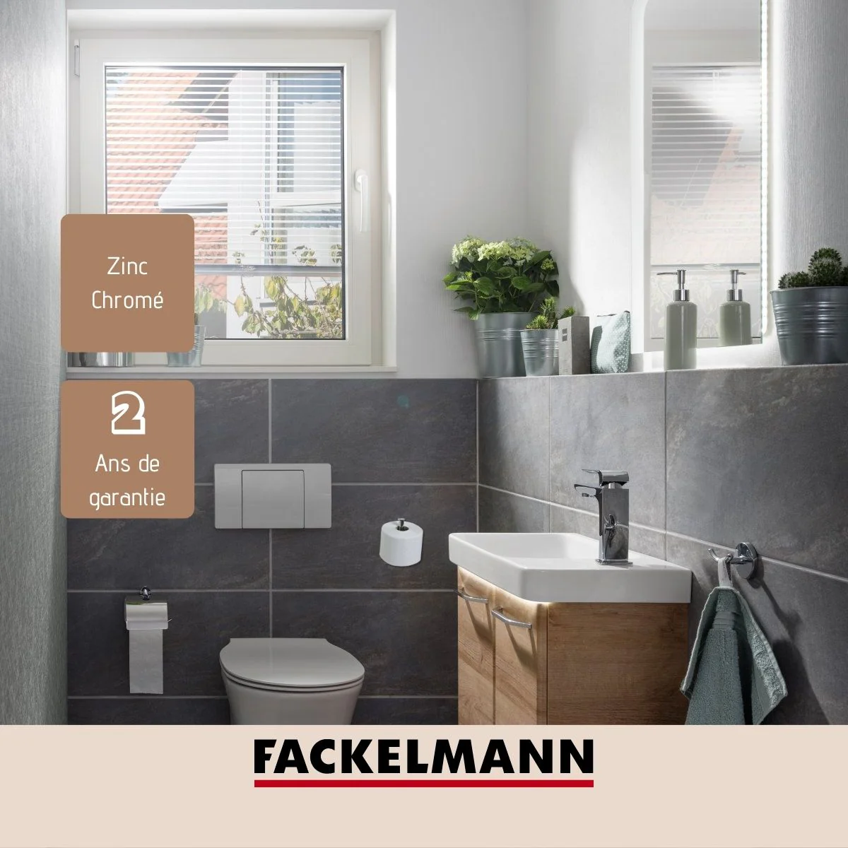 Support papier toilette mural droit gris chromé Fackelmann Mare - Image 4