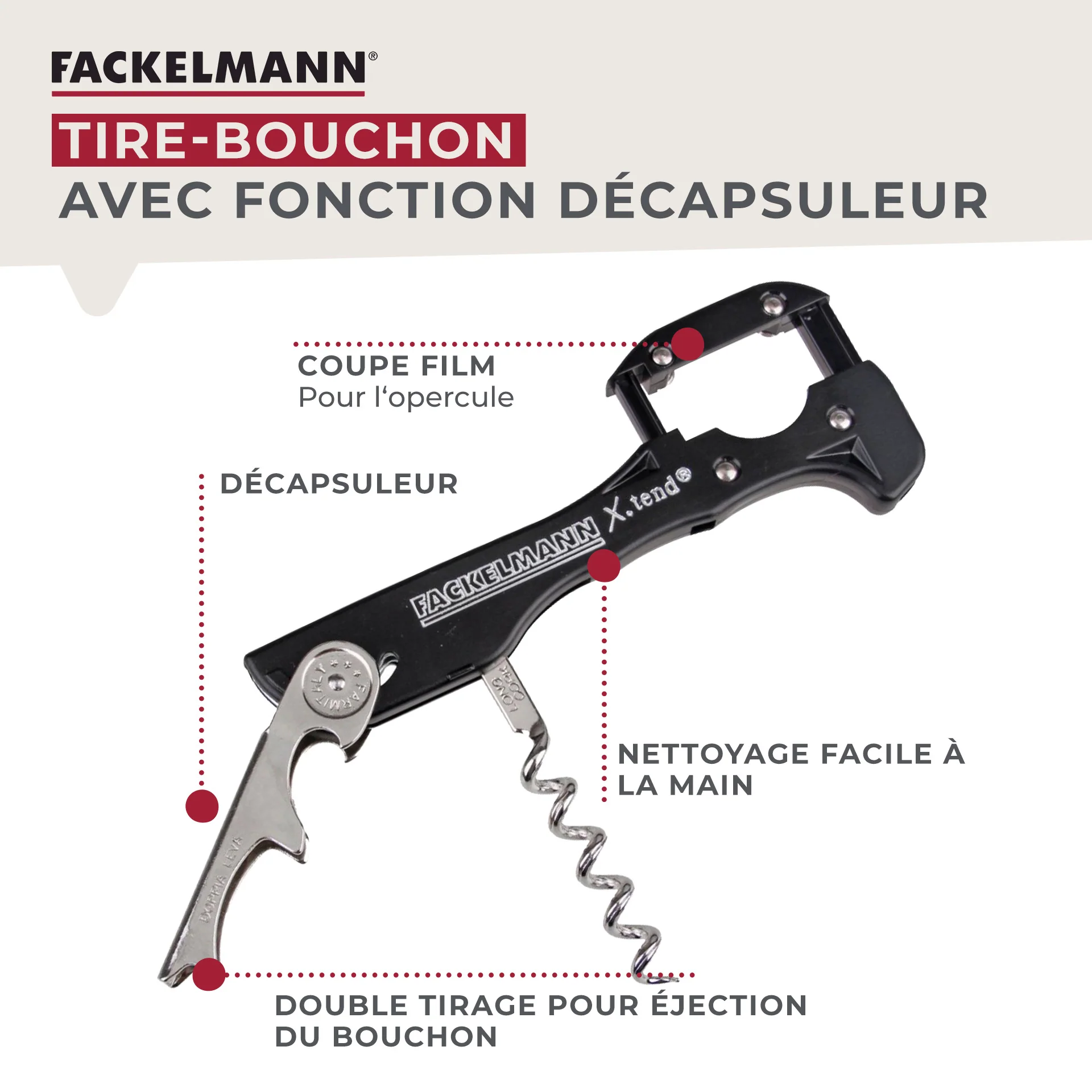 Tire-bouchon décapsuleur 13 cm FM Professional Boissons - Image 2
