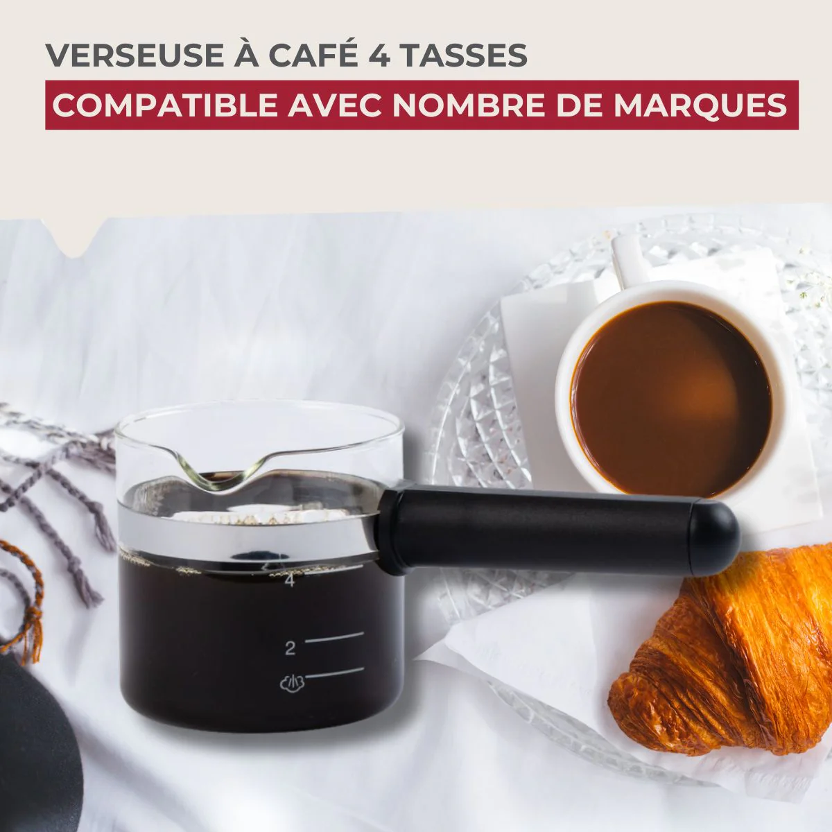 Verseuse à expresso micro-ondable 4 tasses compatible avec de nombreuses marques Fackelmann - Image 2